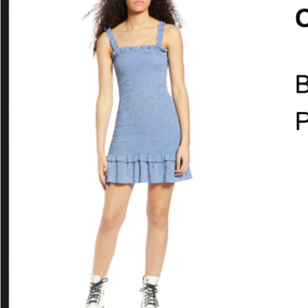 Blue Ruffle Mini Dress
